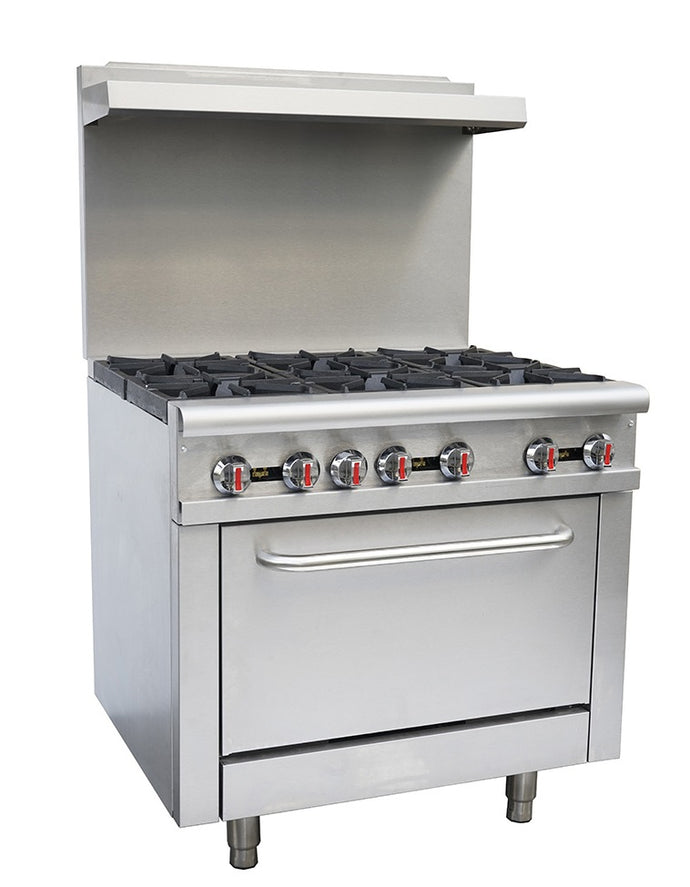 Stainless Steel Gas Open Burner with Oven ( 6 Burner + 1 Oven )